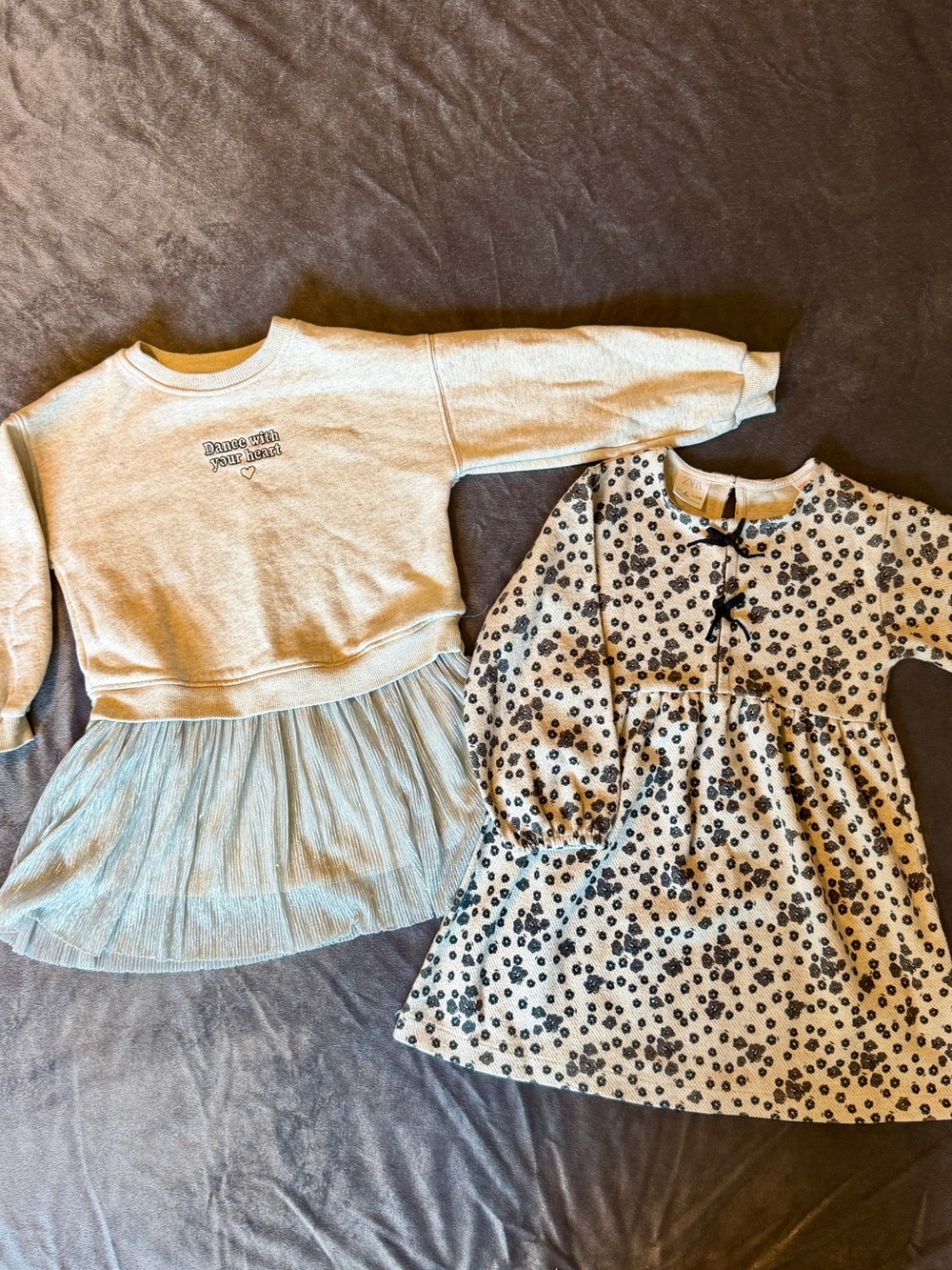 Zara Girls 2-Piece Fall Bundle Floral Dress & Sweatshirt Skirt Set Size 6